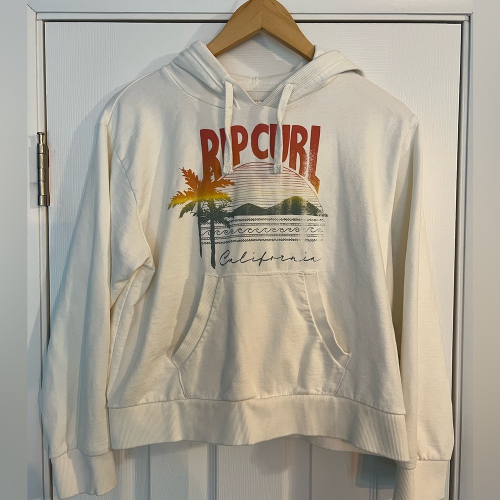 Rip Curl, lightly cropped, beige hoodie. XS.